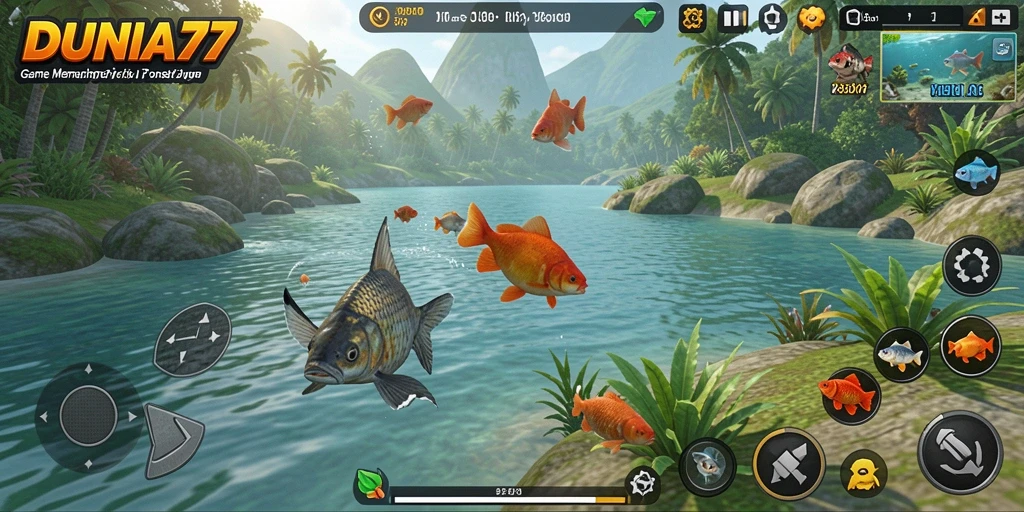 Tampilan gameplay DUNIA77 dengan aksi memancing yang seru dan menantang.