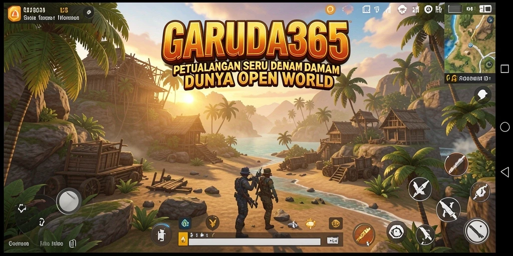 Menampilkan aksi seru di dunia terbuka GARUDA365.
