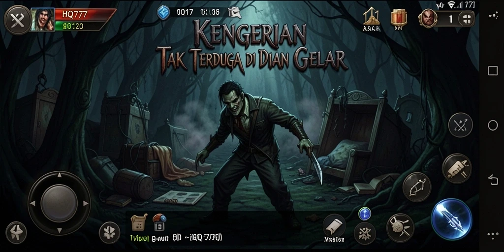Screenshot utama HQ777 menampilkan momen menegangkan dalam gameplay Horror.