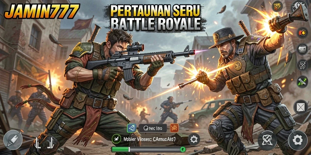 Tampilan gameplay menegangkan dari JAMIN777 di arena Battle Royale.