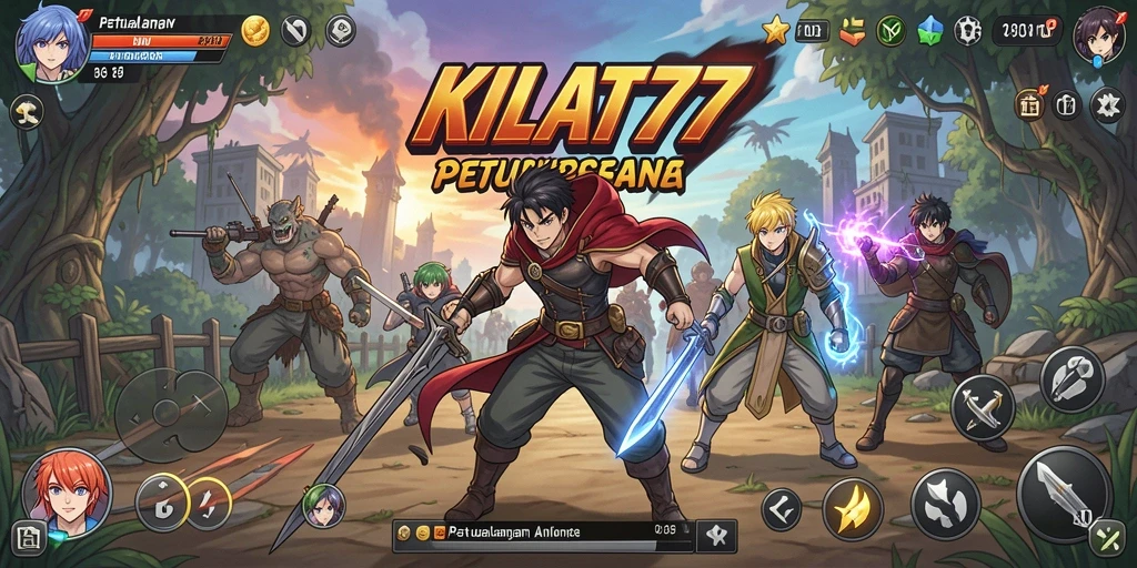 Tampilan gameplay KILAT77 yang penuh aksi dan karakter anime menarik.