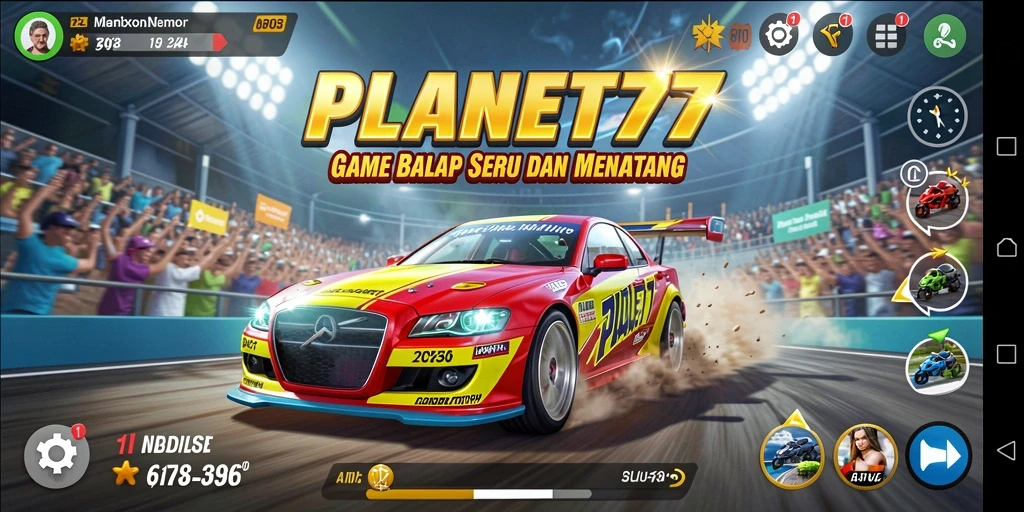 Gameplay balap seru di <strong>PLANET77</strong> dengan grafik menakjubkan.