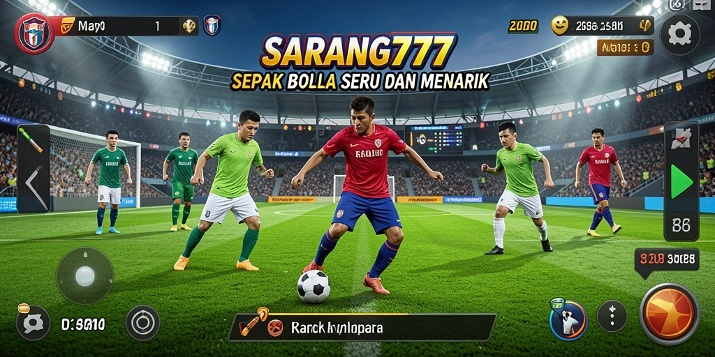 Tampilan gameplay seru di SARANG777 saat bertanding di lapangan.